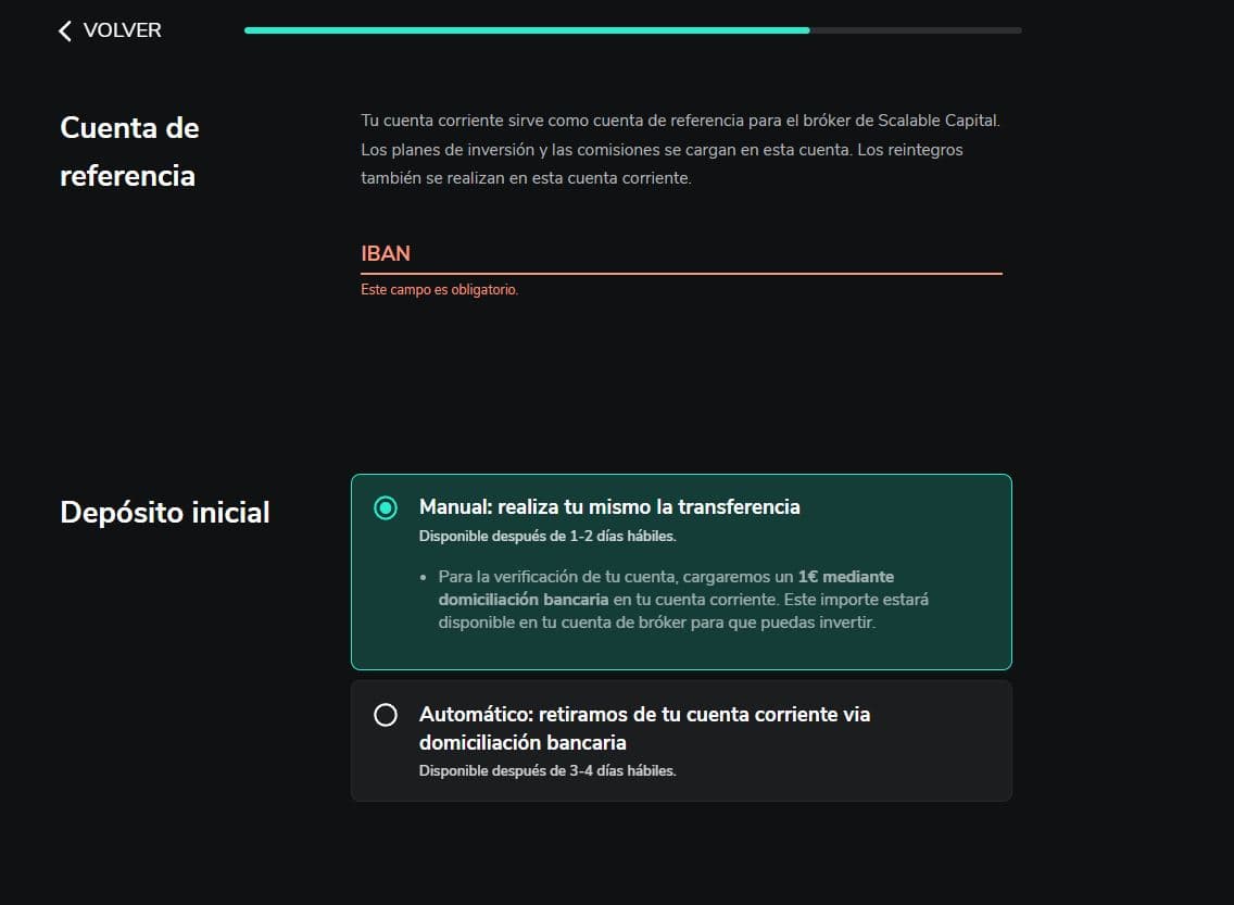 Registro IBAN scalable capital